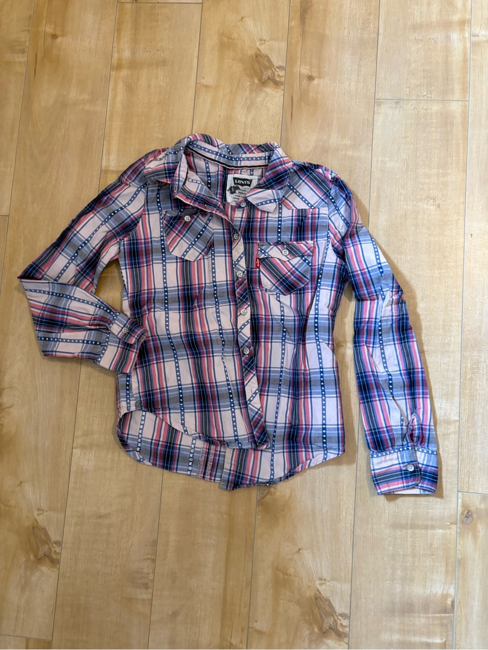 Levi's Pink & Blue Plaid Button-Down Shirt Cowgirl